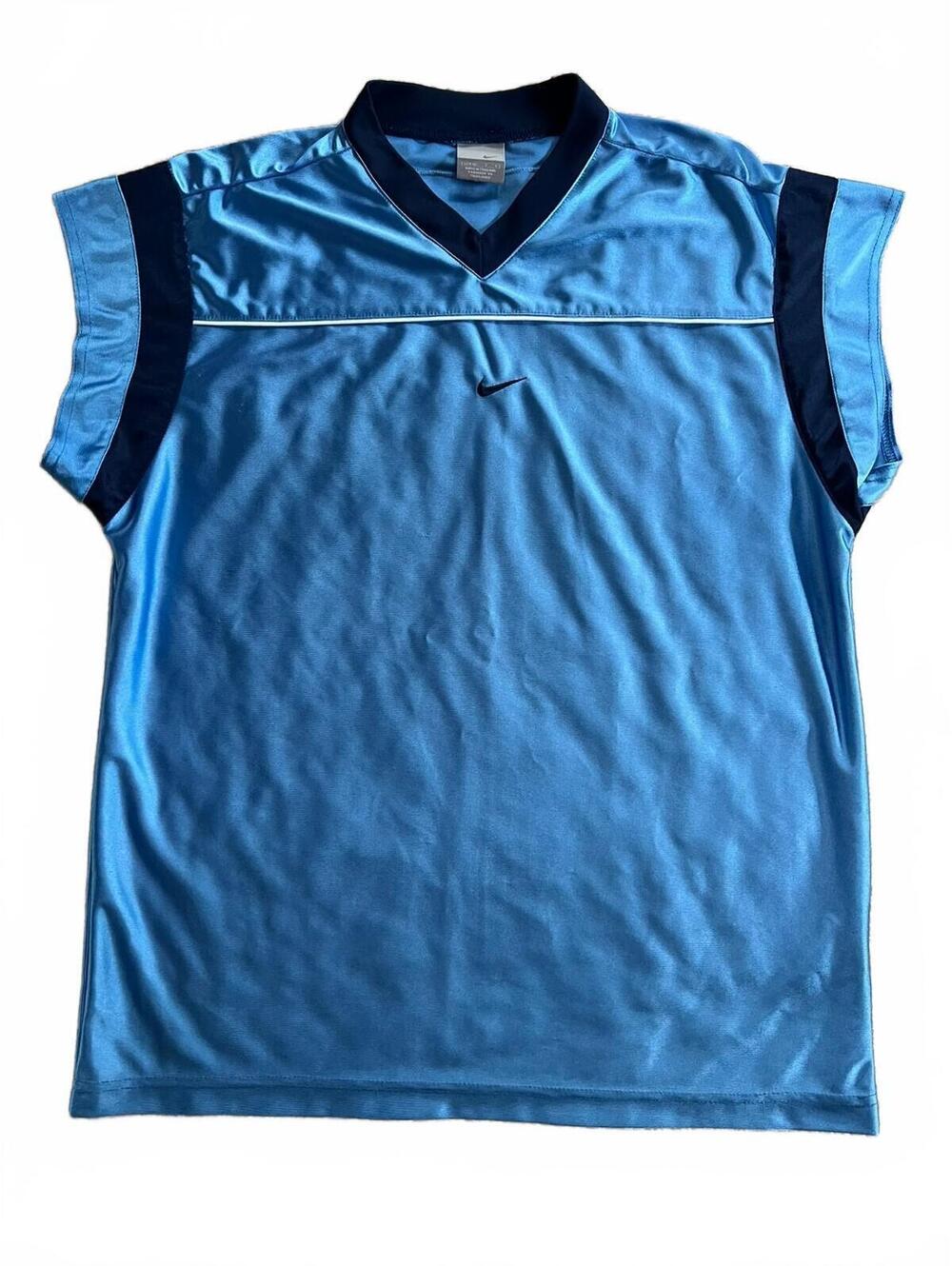 Nike Vintage Blue Sleeveless Sports Jersey Size L Boys 14/16 100% Polyester EUC!